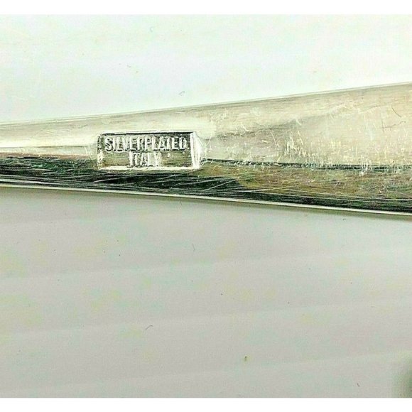 MCM Salad Server Spoon & Fork Silver plated Italy 9" Long  Vintage - Picture 4 of 4
